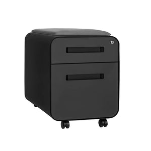 2-Drawer Mobile File Cabinet with Cushion Seat
