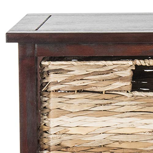 Wicker Basket Storage Chest with Distressed Wood Frame