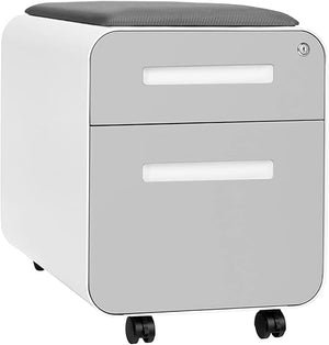 2-Drawer Mobile File Cabinet with Cushion Seat