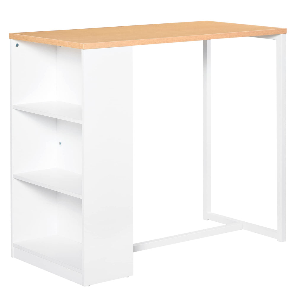 Modern Counter Height Bar Table with 3-Tier Storage Shelves