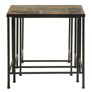 Slate Nesting Tables Set of 3 with Stone Top