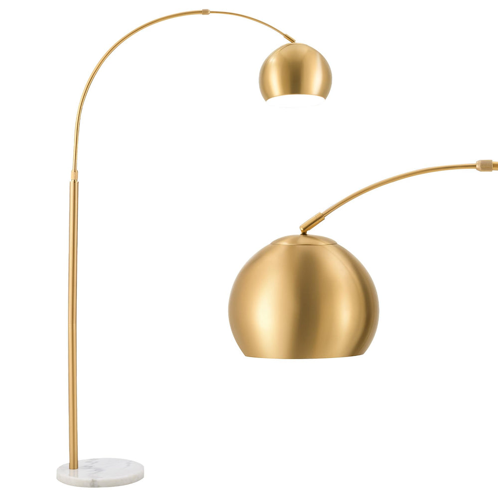 Arc Floor Lamp with Marble Base & Adjustable Shade
