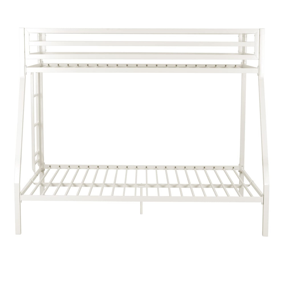Twin Over Full Metal Bunk Bed with Ladder and Guardrail