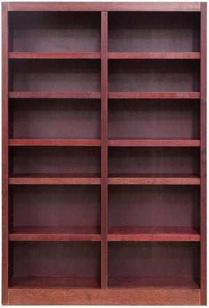 Double Wide Wood Bookcase 84" – 12 Shelves