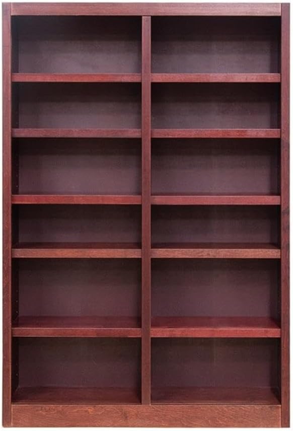 Double Wide Wood Bookcase 84" – 12 Shelves