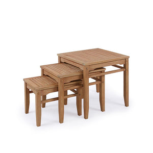 Teak Nesting Side Tables Set of 3 – Outdoor Patio Accent Tables