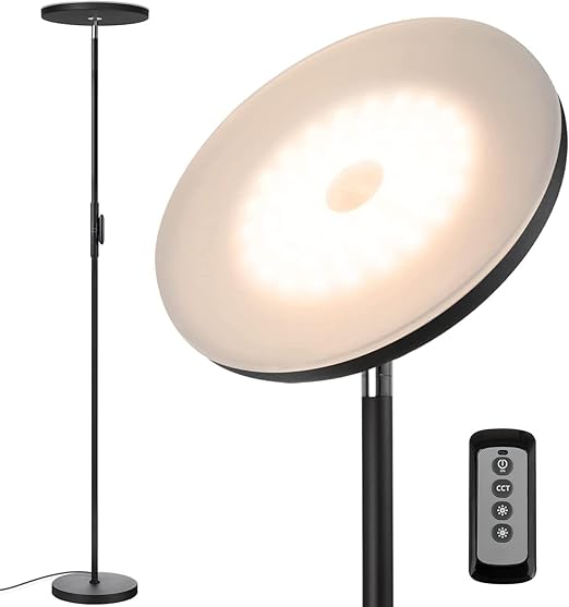 LED Torchiere Floor Lamp with Remote & Foot Switch