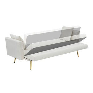 71" Convertible Velvet Sofa Bed Futon with Adjustable Backrest & Chrome Legs