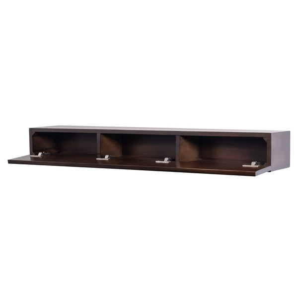 Floating Wood Fireplace Mantel Shelf with Hidden Storage