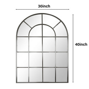 Arched Grid Wall Mirror – Black Metal Frame