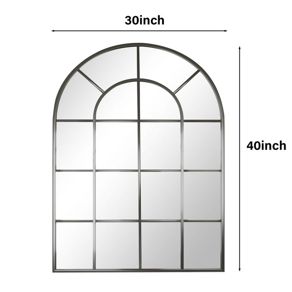 Arched Grid Wall Mirror – Black Metal Frame