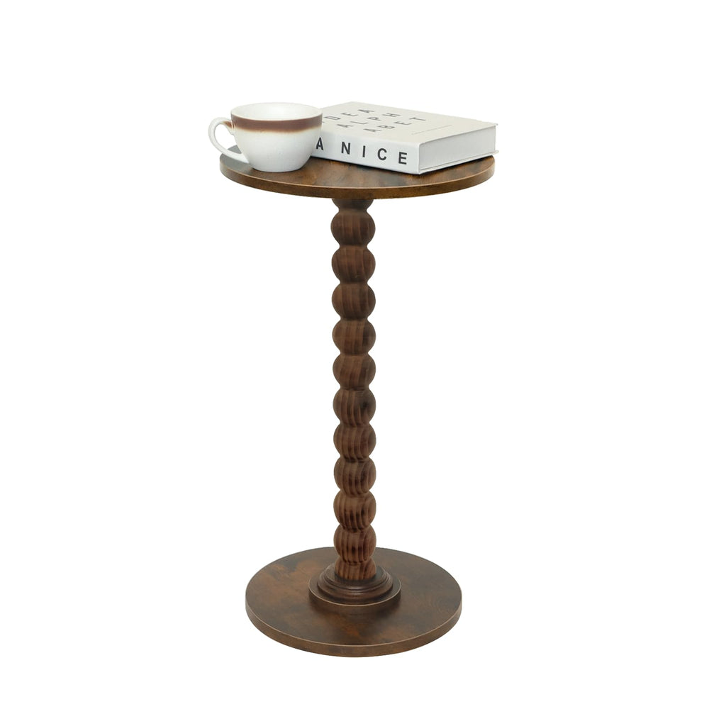 Round Side Table with Solid Wood Legs