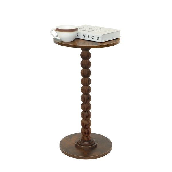 Round Side Table with Solid Wood Legs