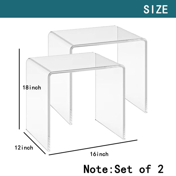 Clear Acrylic End Table Set of 2 – 12"D x 16"W x 18"H