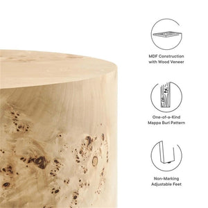 Round Burl Wood Side Table