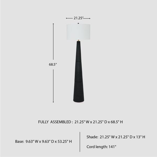 Modern Textured Polyresin Floor Lamp with 3-Way Switch