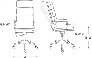 Tall Back Padded Management Office Chair with Chrome Frame & Aluminum Base