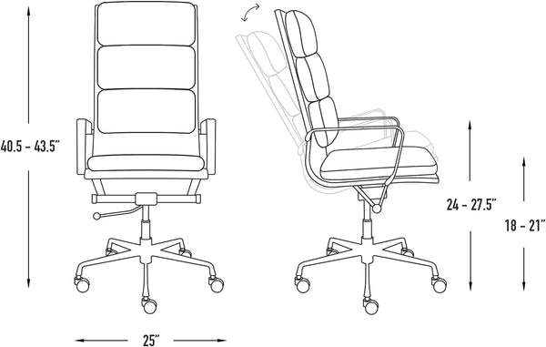 Tall Back Padded Management Office Chair with Chrome Frame & Aluminum Base