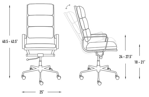 Tall Back Padded Management Office Chair with Chrome Frame & Aluminum Base