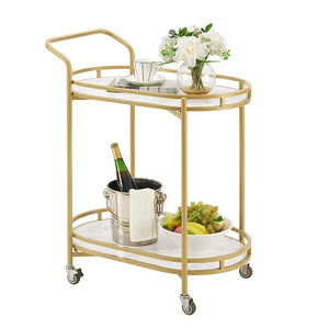 2-Tier Rolling Bar Cart with Wheels