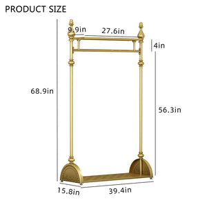 Gold Clothing Rack with Double Shelves, 39.4-Inch