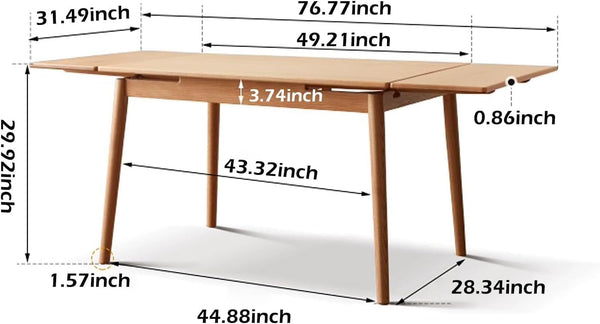 Extendable Solid Oak Dining Table – 49" to 77", Seats 6–10