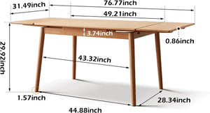 Extendable Solid Oak Dining Table – 49" to 77", Seats 6–10