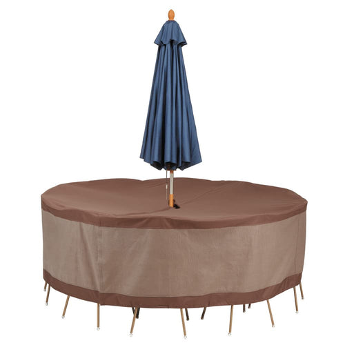 Round Patio Table and Chair Set Cover with Umbrella Hole