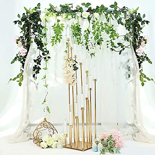 57-Inch Tall Gold Candelabra Candle Holder with Glass Shades