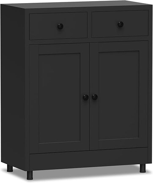 Metal Storage Cabinet with 2 Drawers & Adjustable Shelf