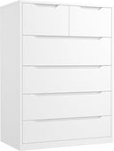 6-Drawer Tall Wooden Dresser with Hidden Handles