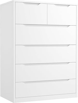 6-Drawer Tall Wooden Dresser with Hidden Handles