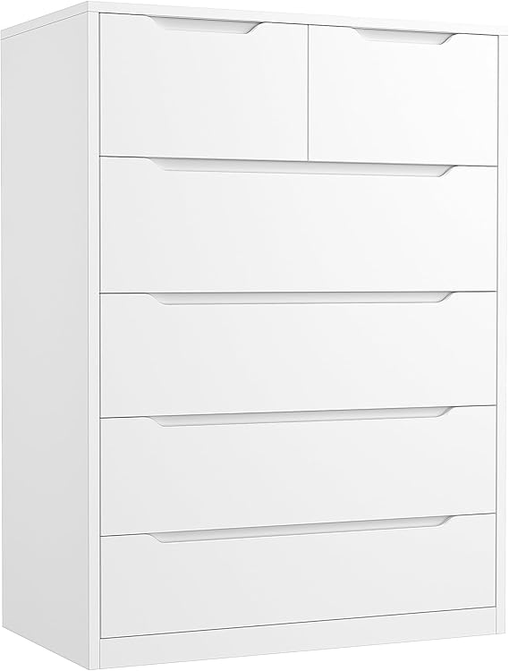 6-Drawer Tall Wooden Dresser with Hidden Handles