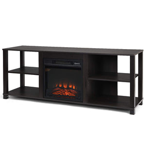 TV Stand with Adjustable Shelves and Fireplace Opening – Fits Up to 65" TVs