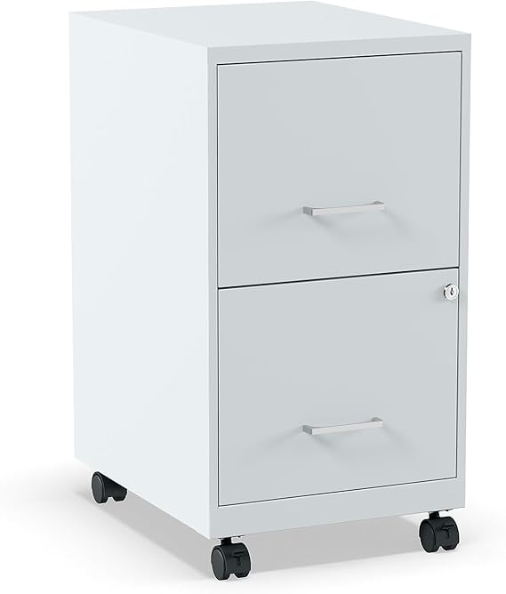 2-Drawer Lockable Metal Vertical File Cabinet with Casters