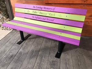 Recycled Plastic Buddy Bench with Friendship Saying – Rainbow