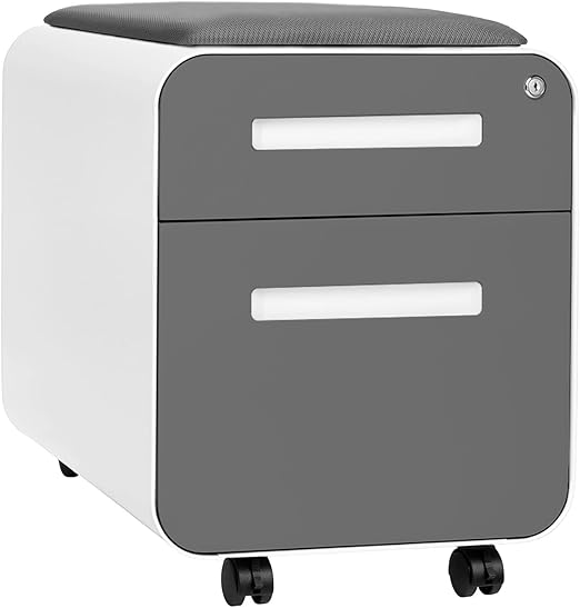 2-Drawer Mobile File Cabinet with Cushion Seat