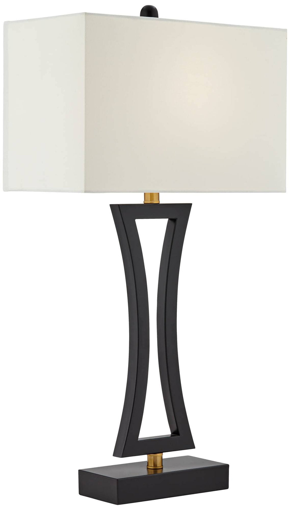 Modern Table Lamps with USB Ports – Set of 2, Black Metal, Rectangular Shade, 31" Tall