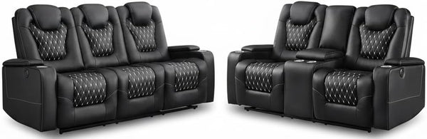 Power Reclining Sofa Set with Cup Holders & USB Ports