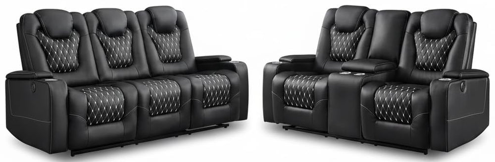Power Reclining Sofa Set with Cup Holders & USB Ports