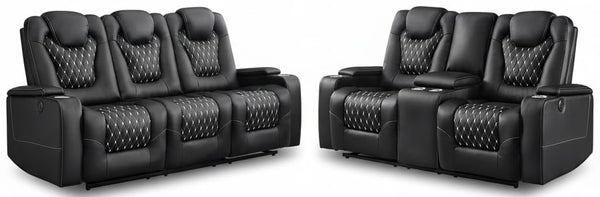Power Reclining Sofa Set with Cup Holders & USB Ports