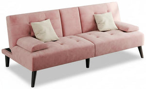 Velvet Futon Sofa Bed with Removable Armrests