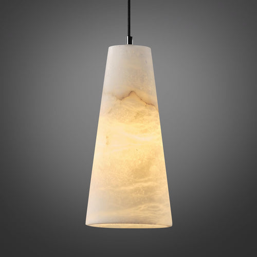 Natural Alabaster Pendant Light – Dimmable, Conical Shade