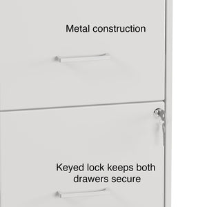 2-Drawer Lockable Metal Vertical File Cabinet with Casters