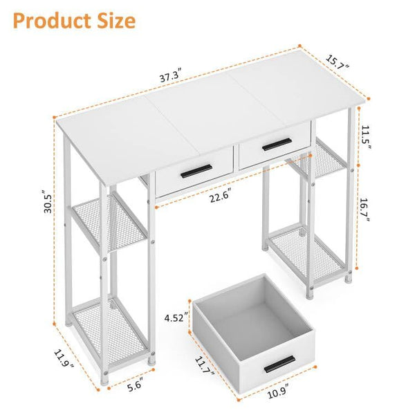 Computer Desk with Drawers and Storage Shelves