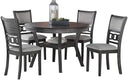 5-Piece Round Dining Set with Storage Shelf & Upholstered Chairs