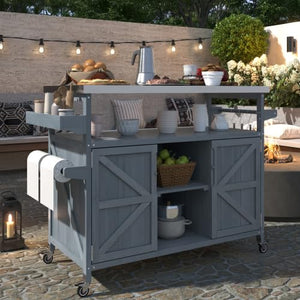 Rolling Outdoor Grill Cart with Storage