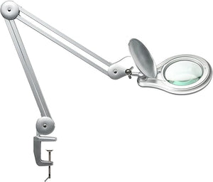 LED Magnifying Lamp with Clamp, 5-Inch Glass Lens & Swing Arm