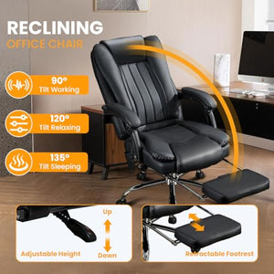 Heated Massage Reclining Office Chair with Footrest