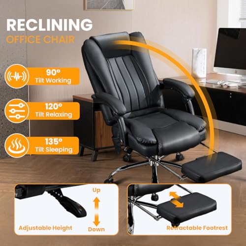 Heated Massage Reclining Office Chair with Footrest